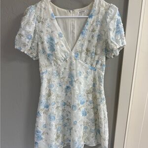 Floral V-Neck Dress with Puff Sleeves